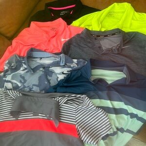 Lot of 7 golf polos (5 nike, 2 under armour) size large.